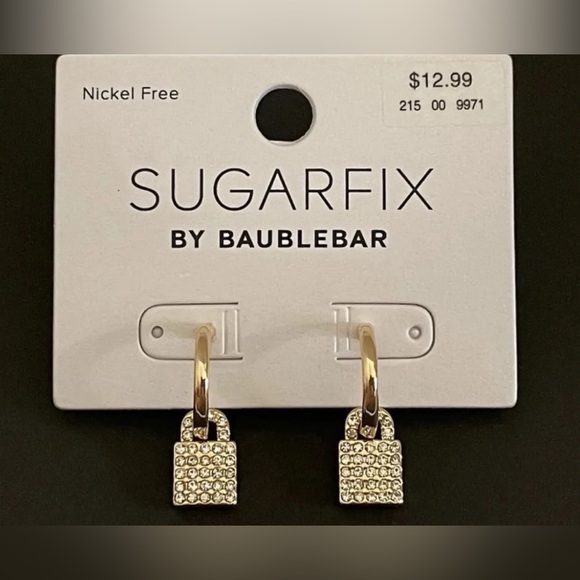 BaubleBar SUGAR FIX Gold
Crystral Dangling Lock on Hoops
Earrings (Nickel Free) - Picture 2 of 3